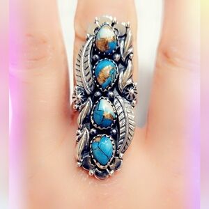 Blue Dahlia Turquoise Sterling Gemstone Ring
